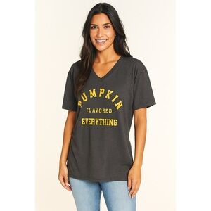 Evereve Cotton Heritage Pumpkin Flavored Everything V-Neck Graphic Oversized Tee